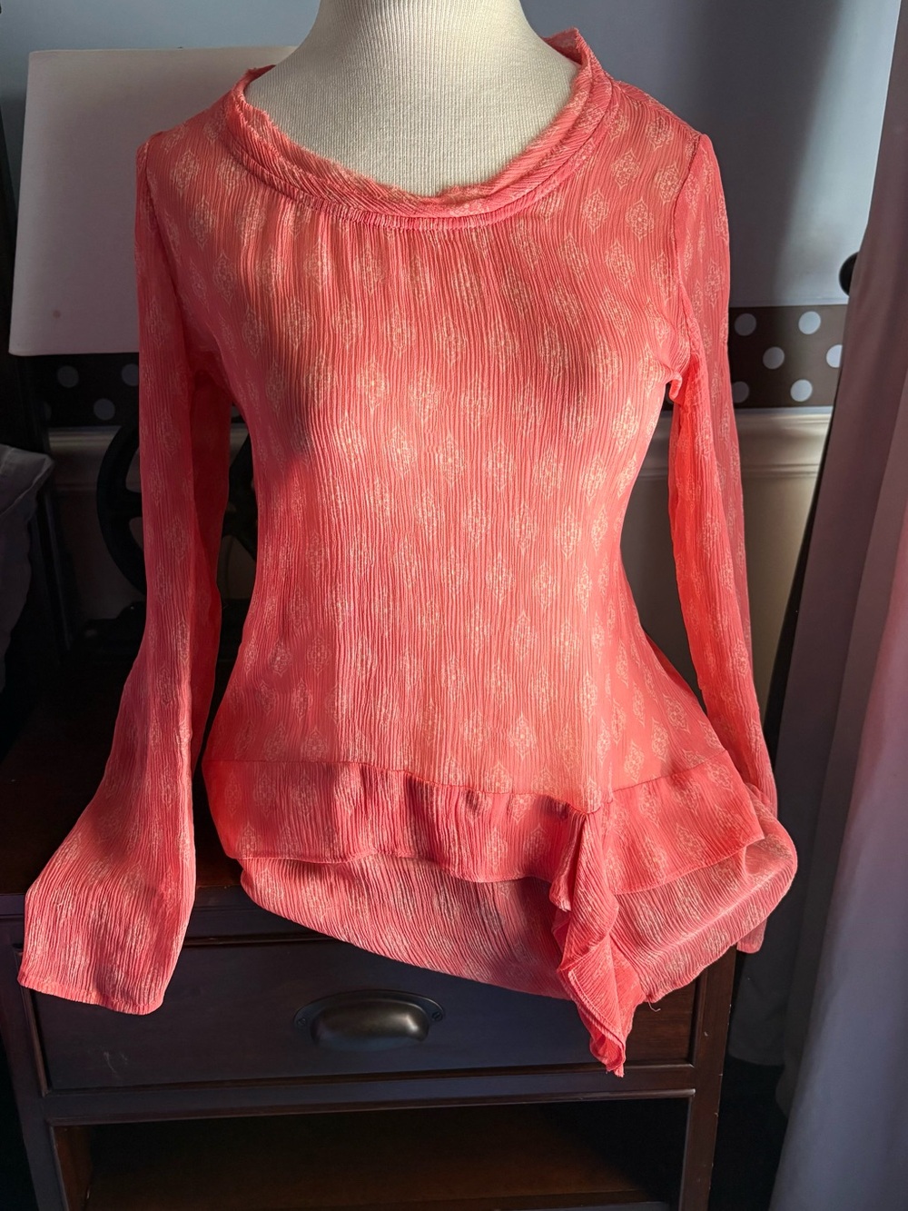 Sundance Coral Pink Lightweight Long-Sleeve Blouse